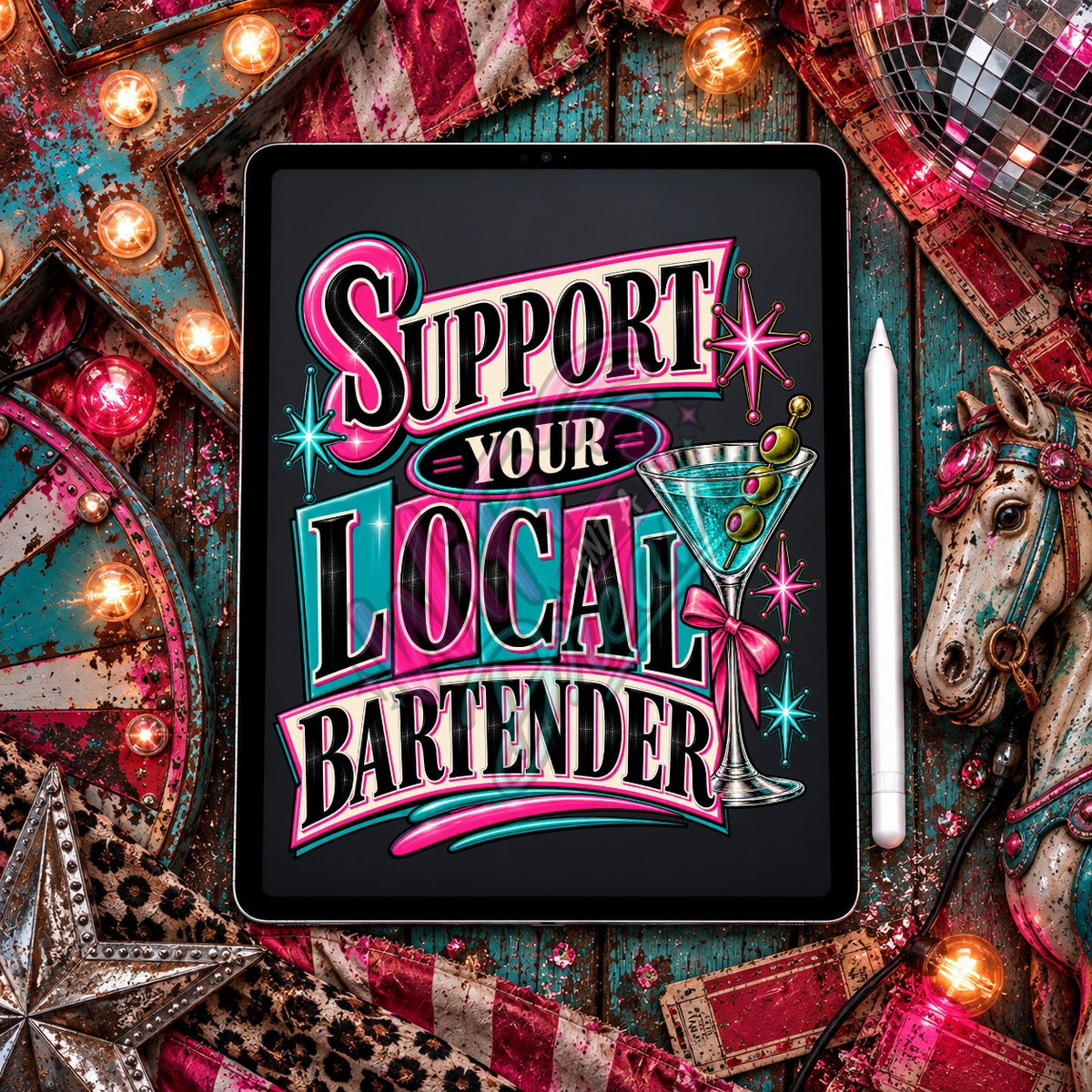 Support Your Local Bartender Digital Design