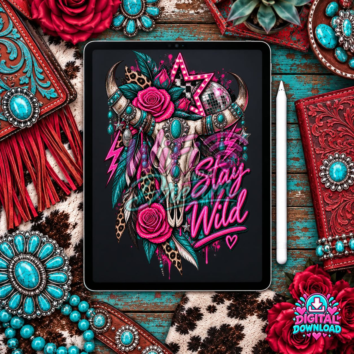 Stay Wild Skull Digital Design