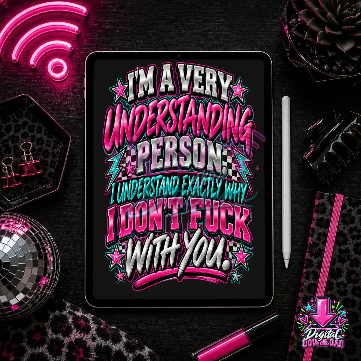 Understanding Person Teal and Pink Digital Design