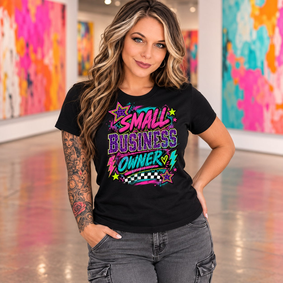 Bright Retro Small Business Owner Digital Design