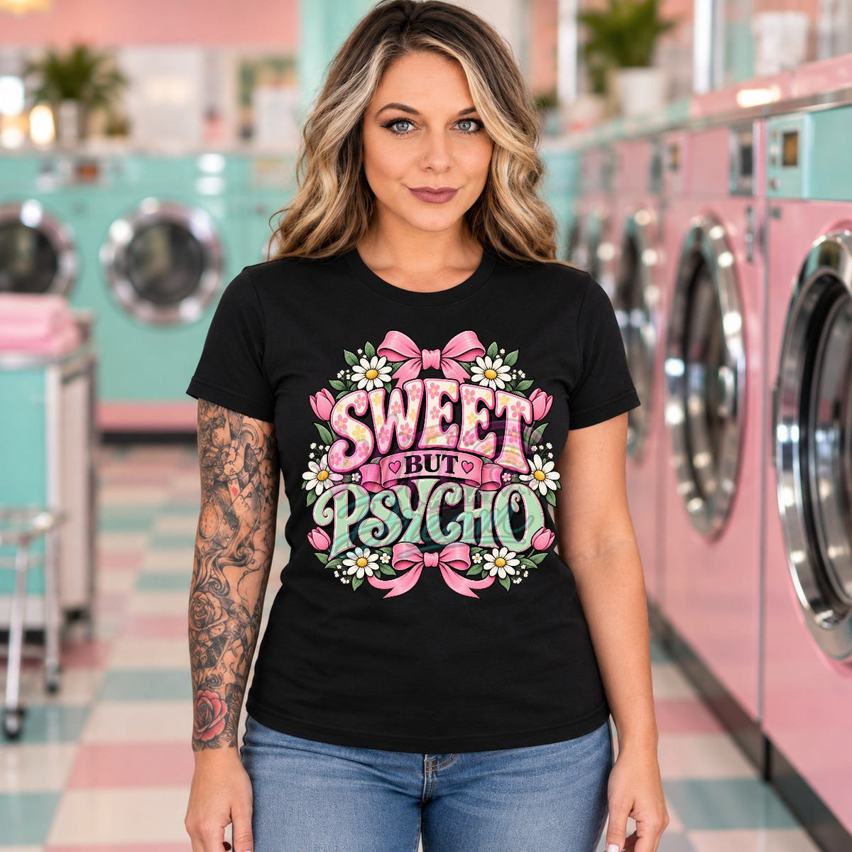 Sweet But Psycho Floral Digital Design