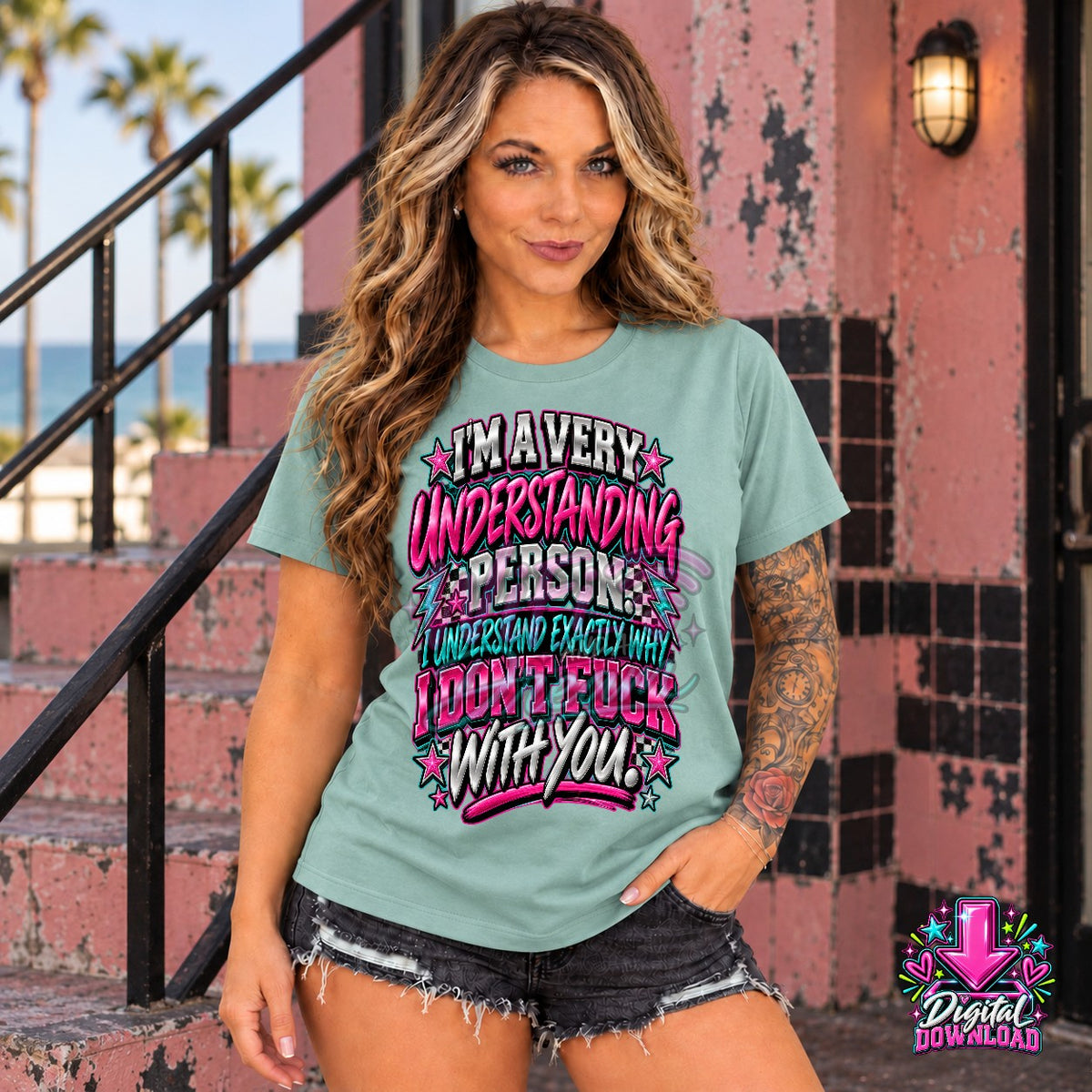 Understanding Person Teal and Pink Digital Design