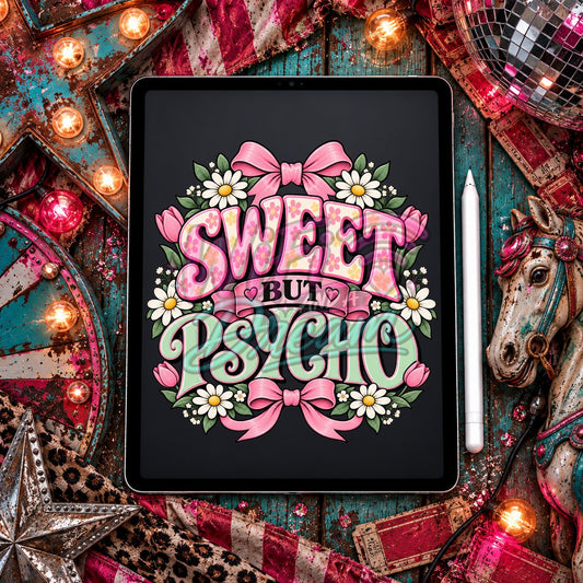 Sweet But Psycho Floral Digital Design