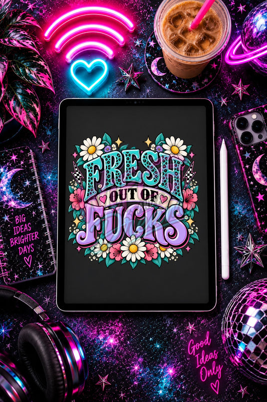 Fresh Out Of F*cks Floral Digital Design