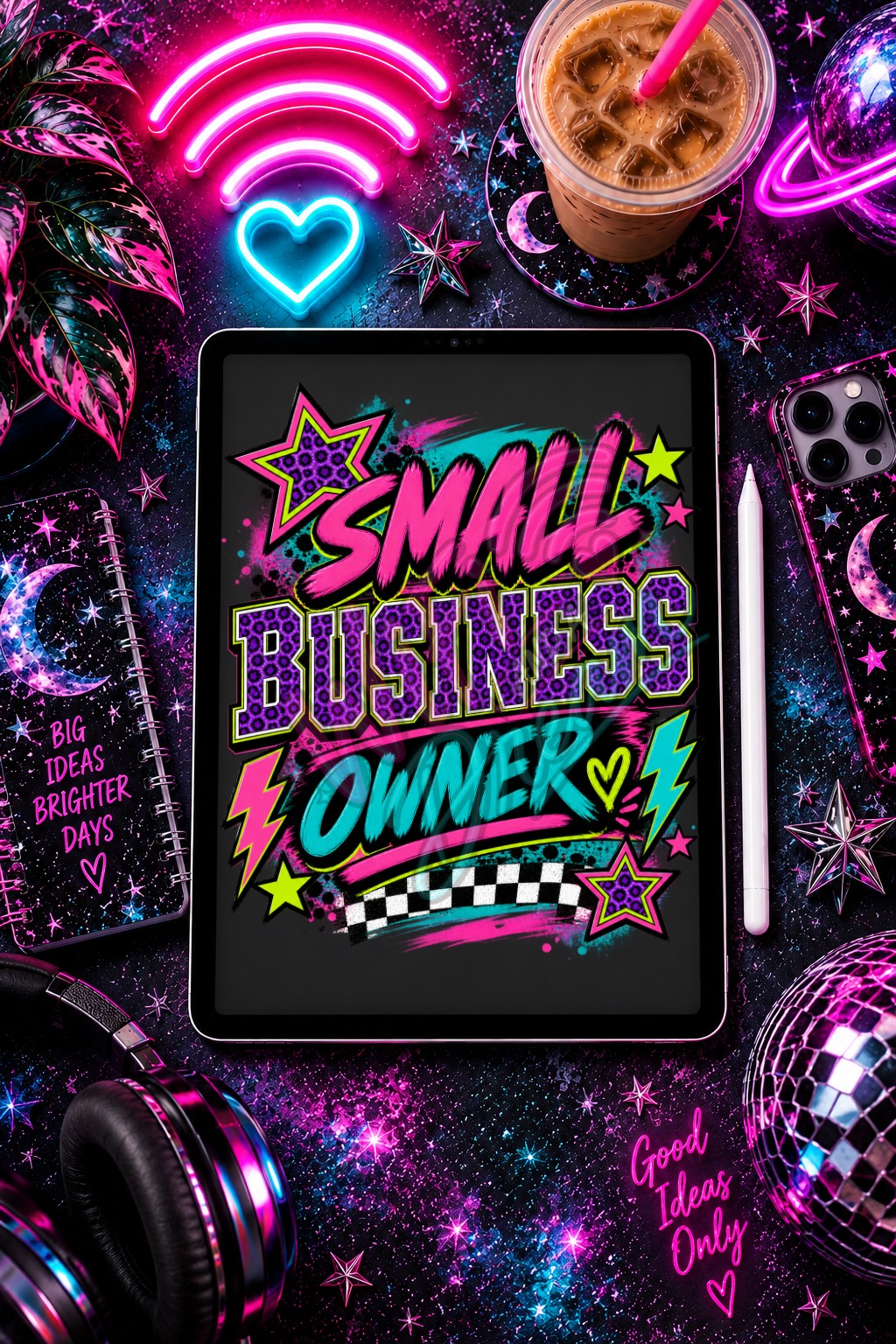 Bright Retro Small Business Owner Digital Design