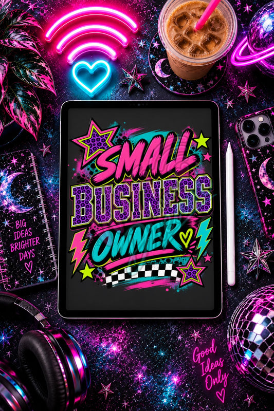 Bright Retro Small Business Owner Digital Design