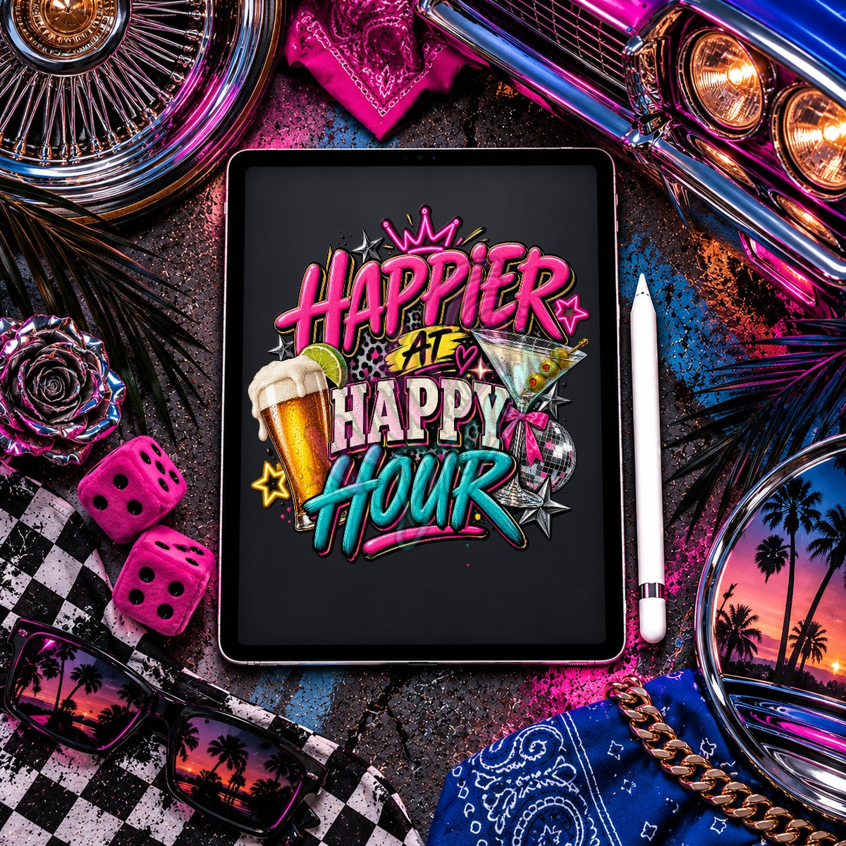 Happier At Happy Hour Digital Design
