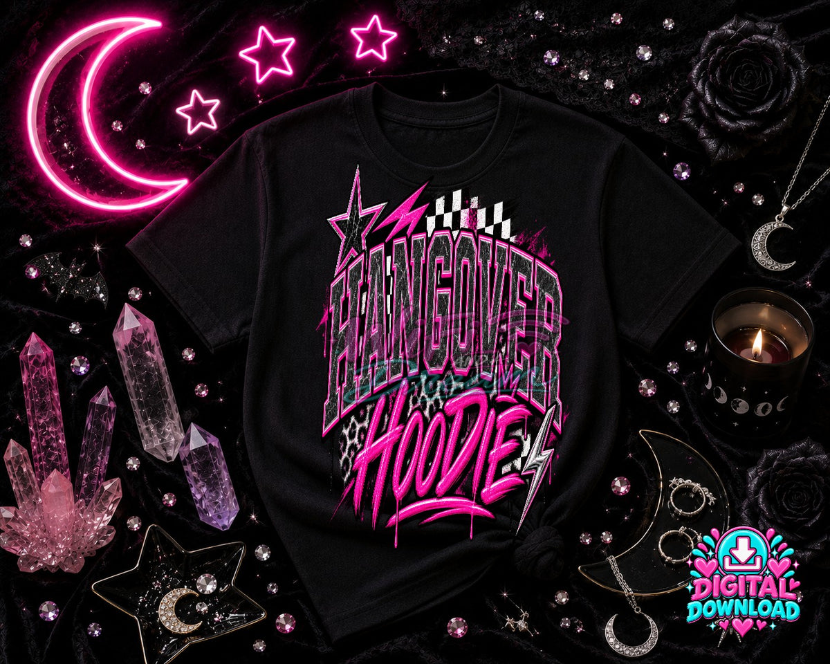 Hangover Hoodie Pink and Black Digital Design