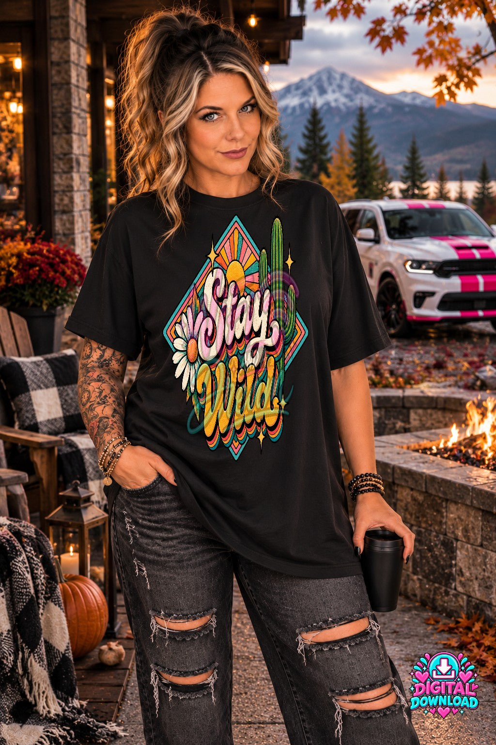 Stay Wild Retro Digital Design