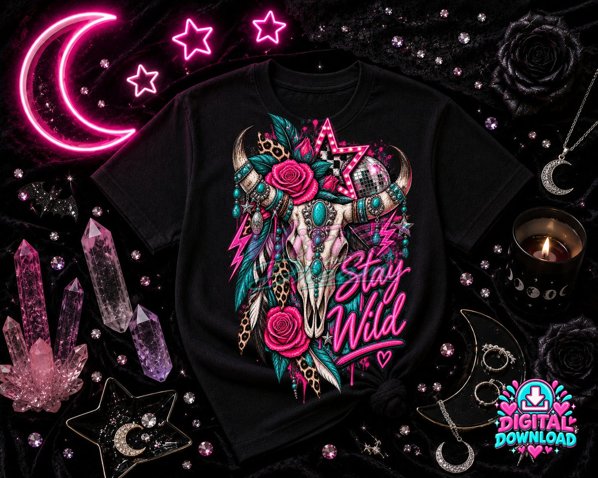 Stay Wild Skull Digital Design