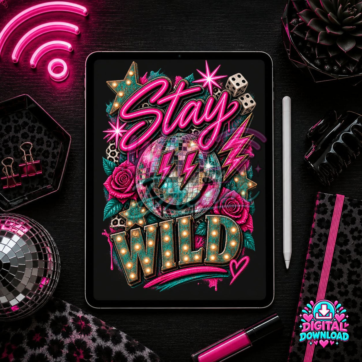 Stay Wild Smiley Digital Design