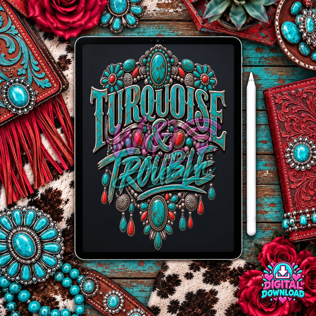 Turquoise and Trouble Digital Design
