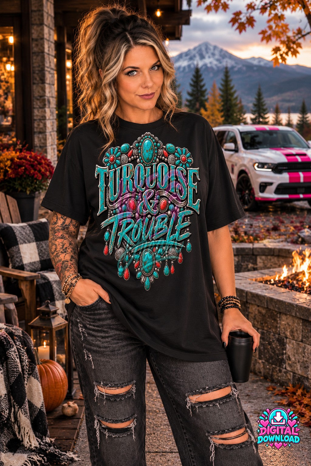 Turquoise and Trouble Digital Design