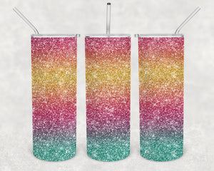 Beach Vibes Ombre Glitter 20oz Skinny Tumbler Design for Sublimation