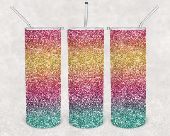 Beach Vibes Ombre Glitter 20oz Skinny Tumbler Design for Sublimation