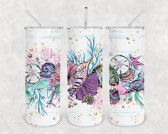 Sea Shell 20oz Skinny Tumbler Design for Sublimation